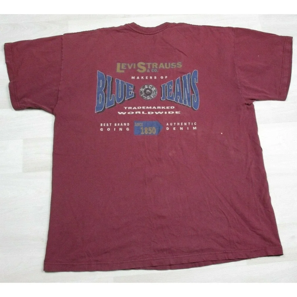 Vintage Levi Strauss Blue Jeans T Shirt Tee 90s USA (XL) no big E Promo VTG 1990